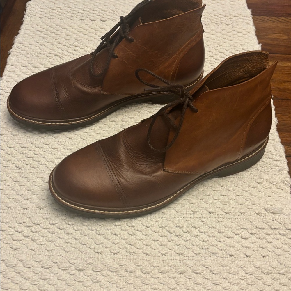 Olukai Mens Pahoa Two Tone Brown Leather Chukka Boot US 11.5 Lace Up Ankle Boots